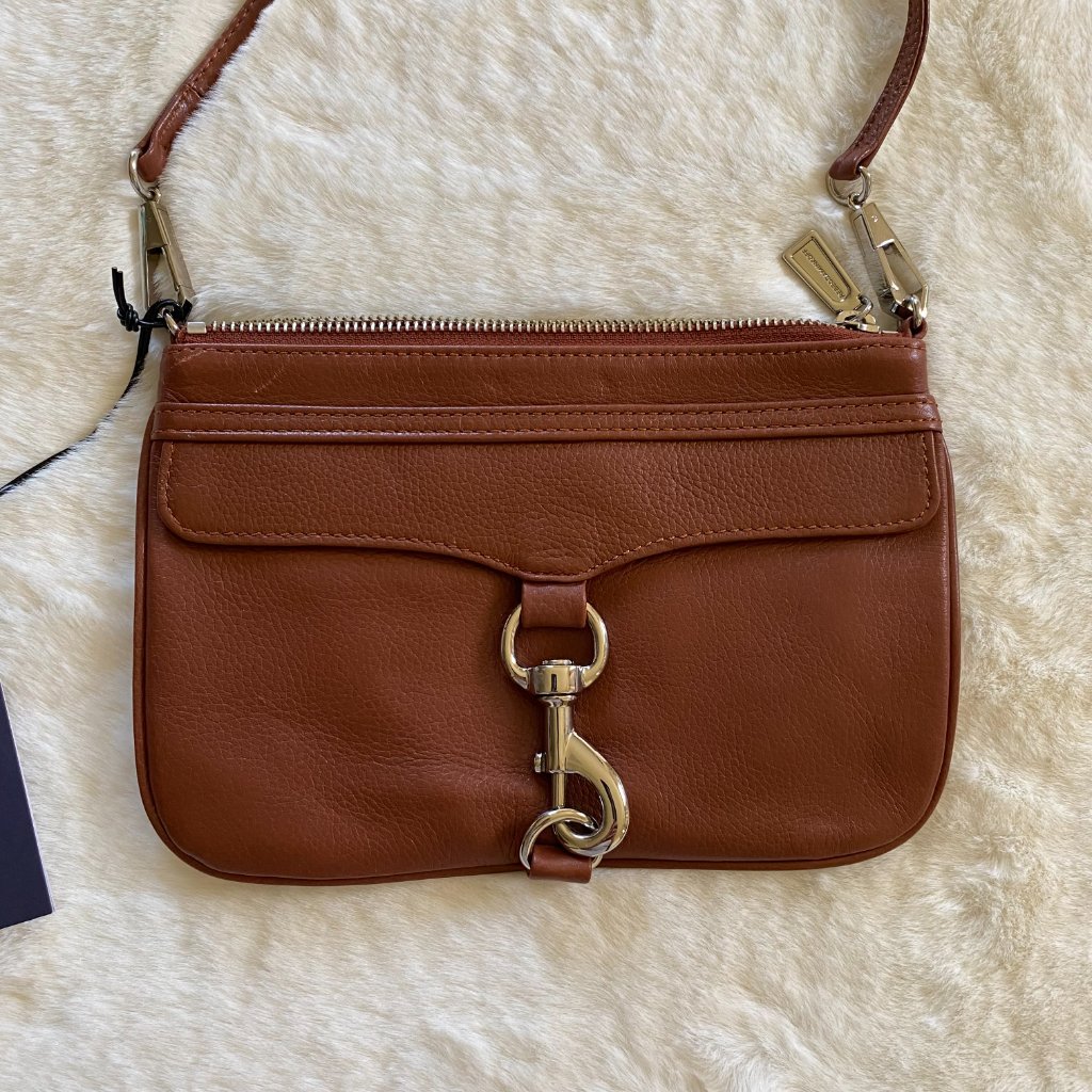 Rebecca Minkoff Skinny Mac Small Brown Leather Crossbody New With Tags